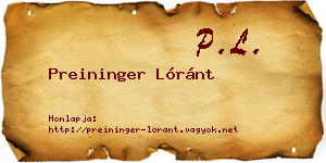 Preininger Lóránt névjegykártya