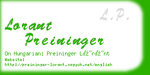 lorant preininger business card
